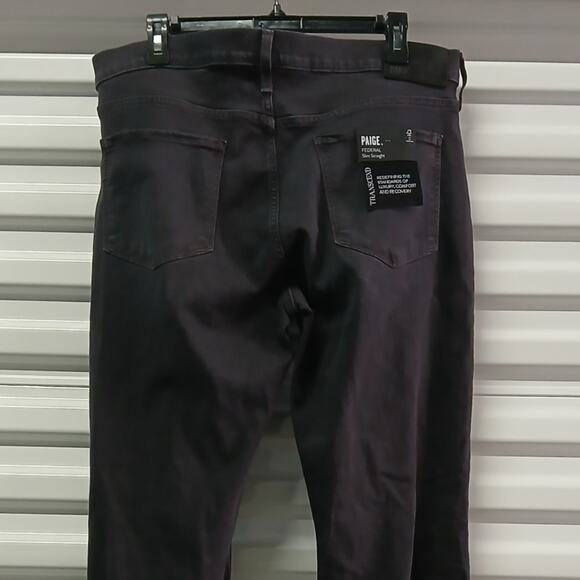 Paige Federal Transcend Slim Straight Jeans Men's Size 34 Dark Gray Denim Pants - Picture 8 of 11